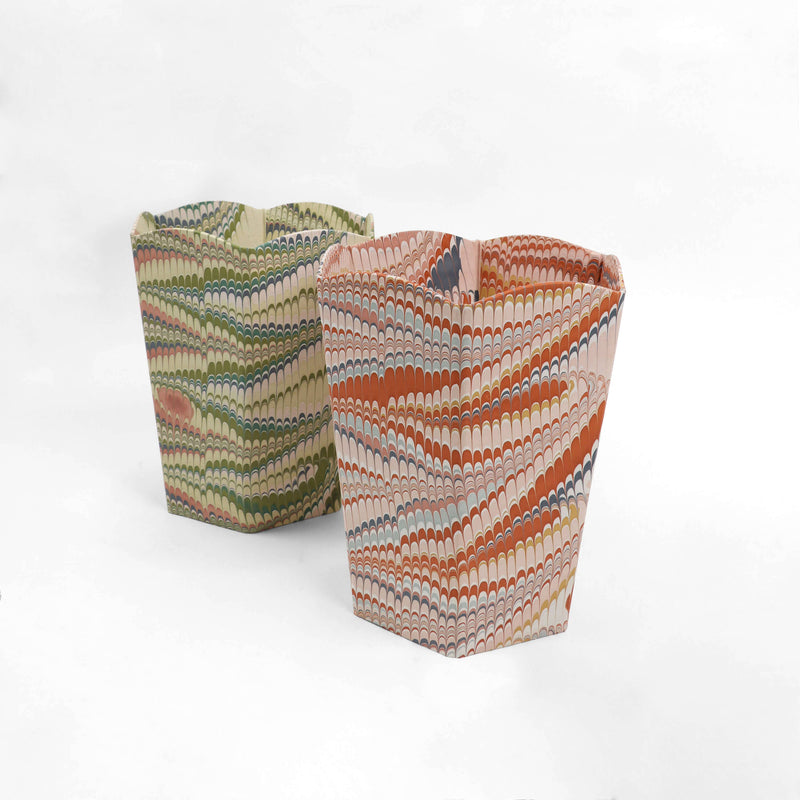 MARBLED SCALLOPED COLLAPSIBLE BASKET - MOSS MOUNTAIN