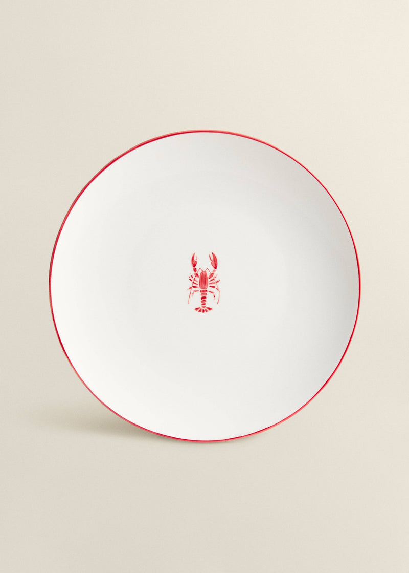 Hand Painted Dessert Plate - Mini Lobster