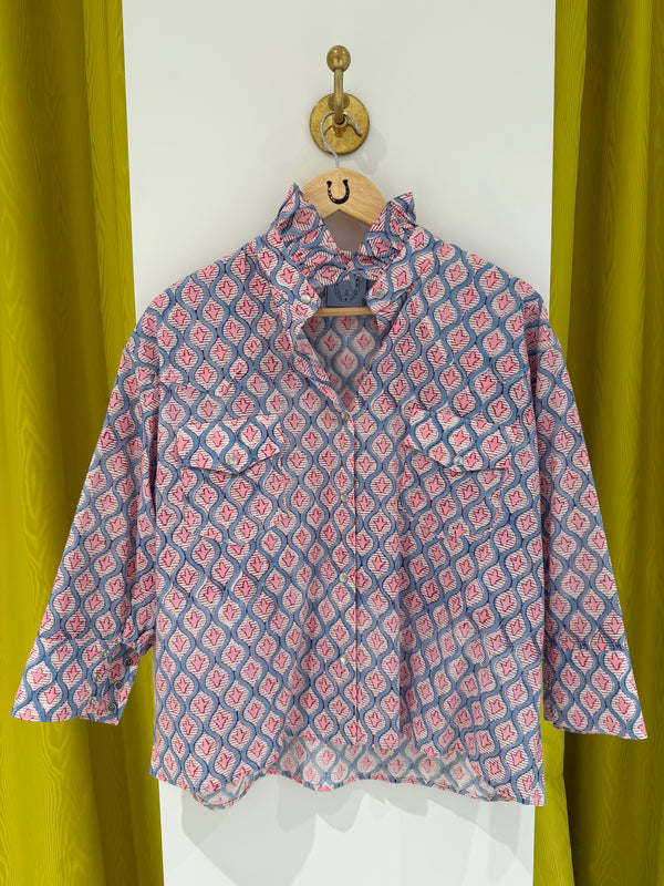 Bonnie Top- Pink and Blue Pattern