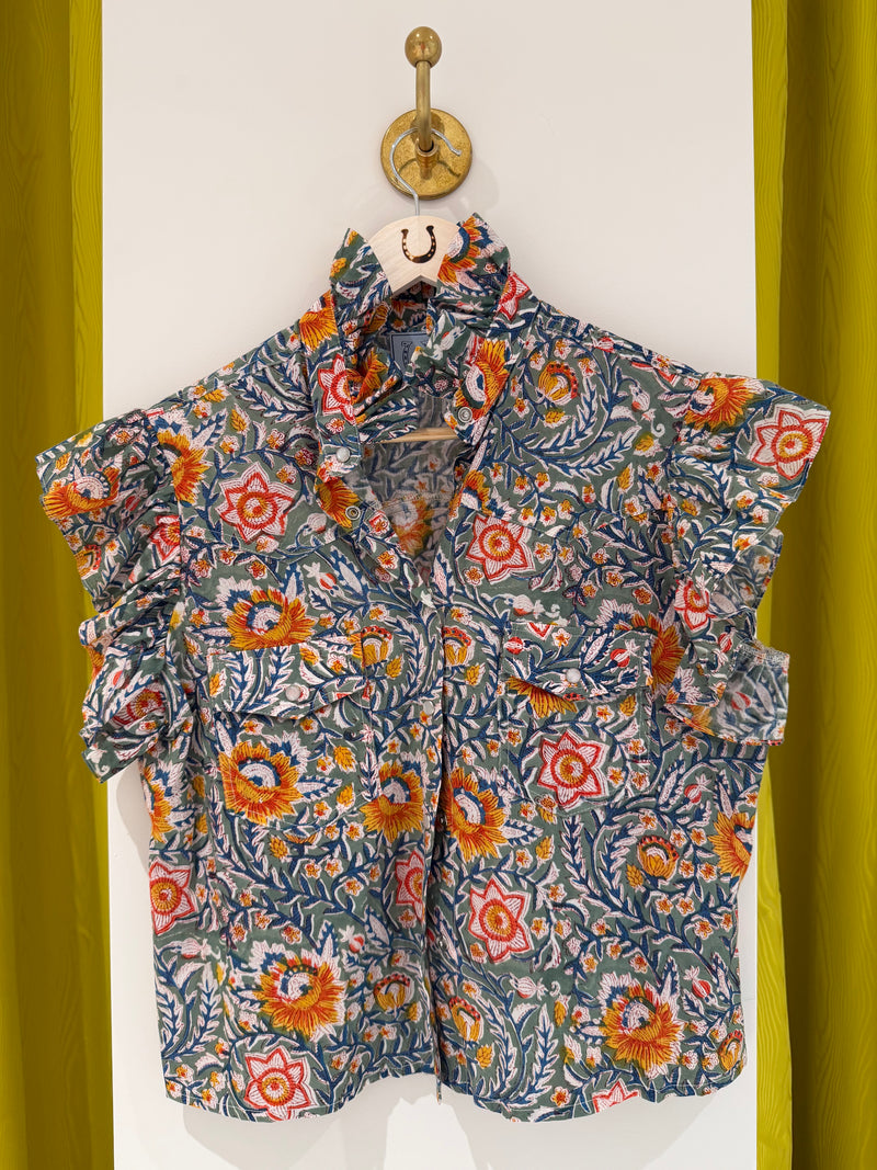 Oakley Top - Orange Floral