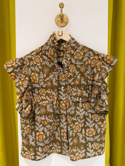 Oakley Top - Olive floral