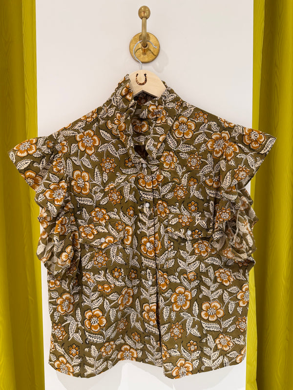 Oakley Top - Olive floral