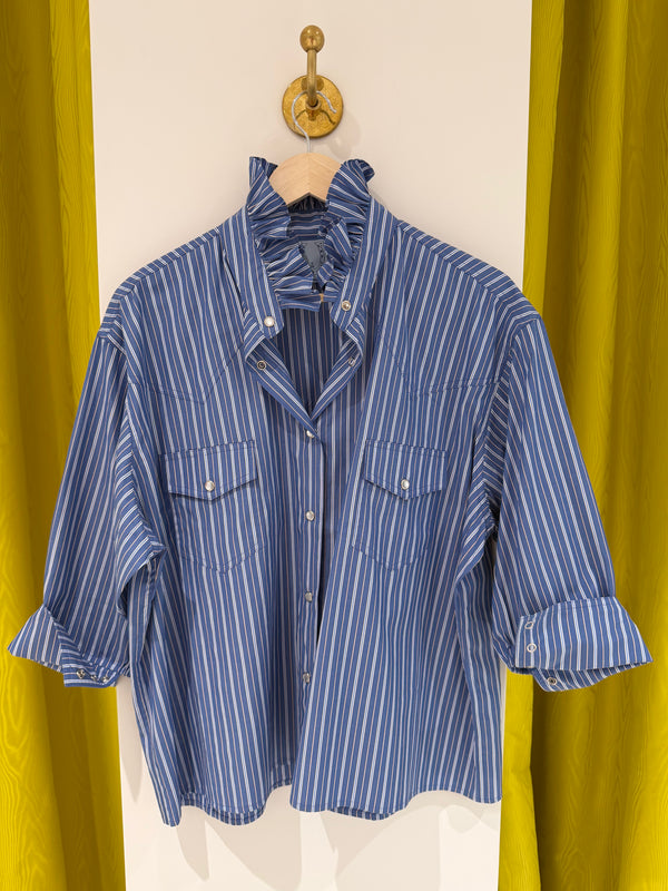 Bonnie Top- Dark Blue Stripe