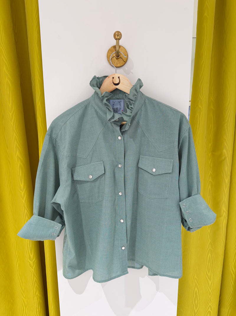 Bonnie Top - Green Micro Gingham