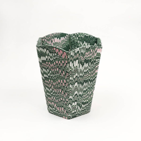 Hand Marbled Scalloped Collapsable Basket