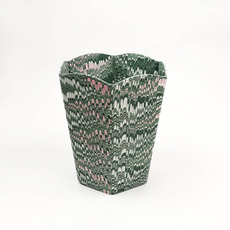 Hand Marbled Scalloped Collapsable Basket